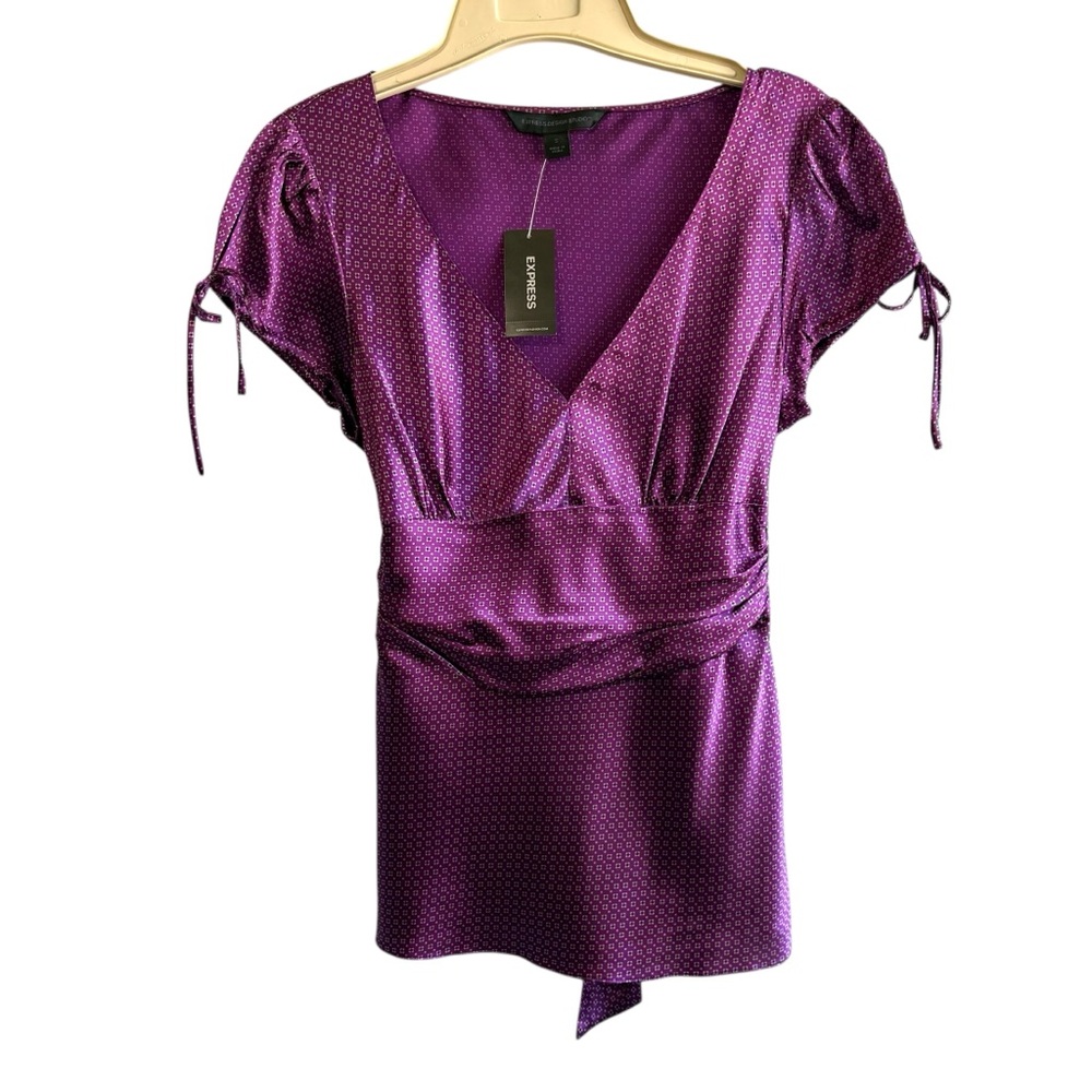 NEW Express Size Small Purple Satin Babydoll Style Business Casual Shirt Y2K 90s